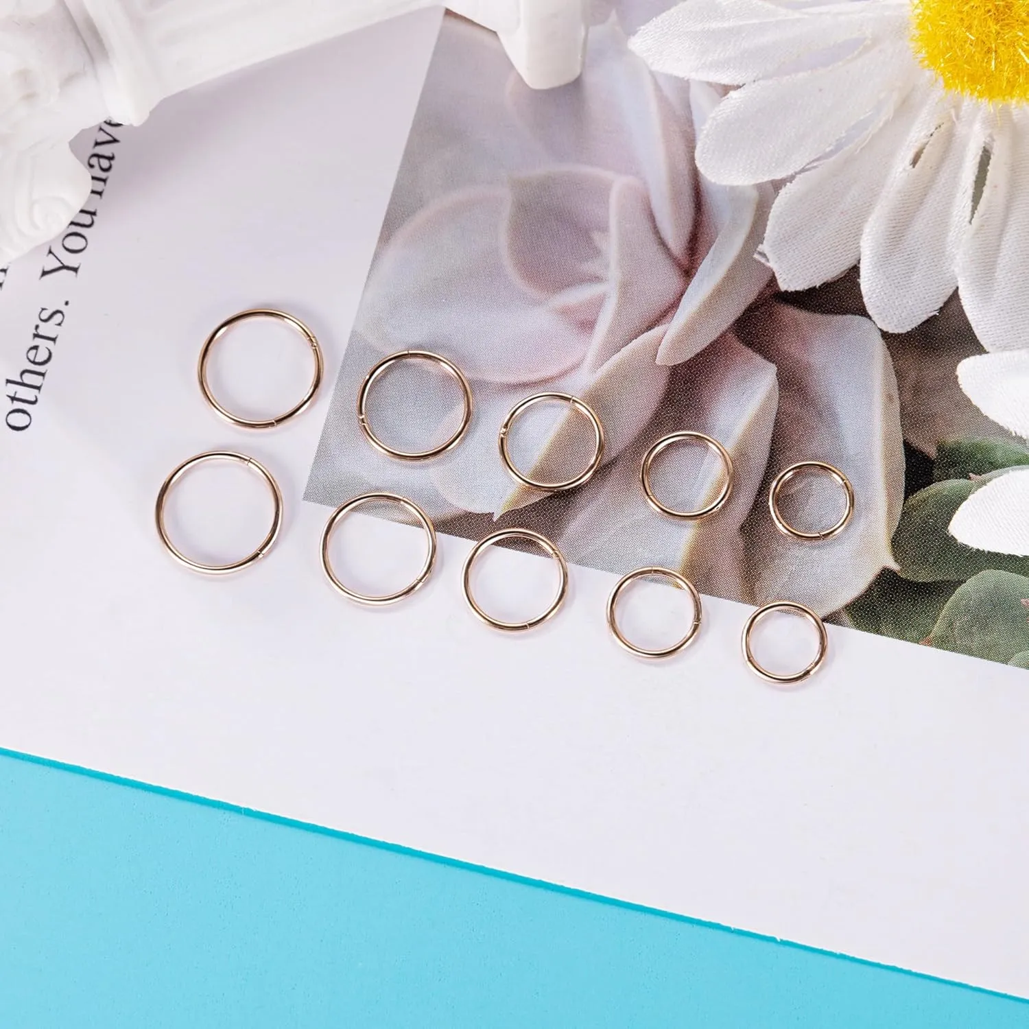 10Pcs 18G 20G Surgical Steel Nose Rings Hoops for Women Men Hinged Seamless Clicker Nose Hoops Cartilage Helix Tragus Daith Sleeper Earrings Hoop Hypoallergenic Nose Piercing 6/7/8/9/10MM