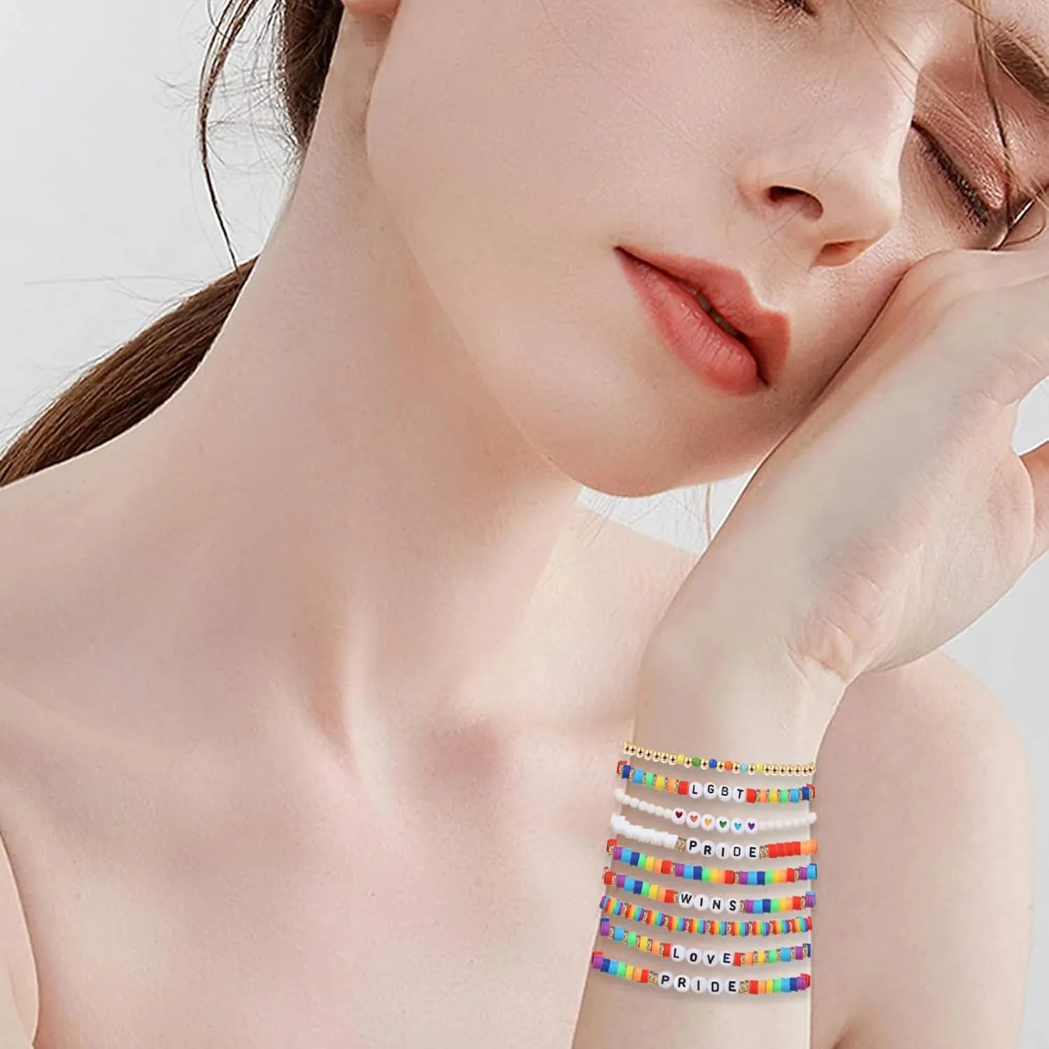 12pcs Halloween Heishi Beaded Bracelets for Women-Spooky Ghost & Pumpkin Party Favors Boho Stackable Polymer Clay Bead- Stretch Friendship Bracelet Set