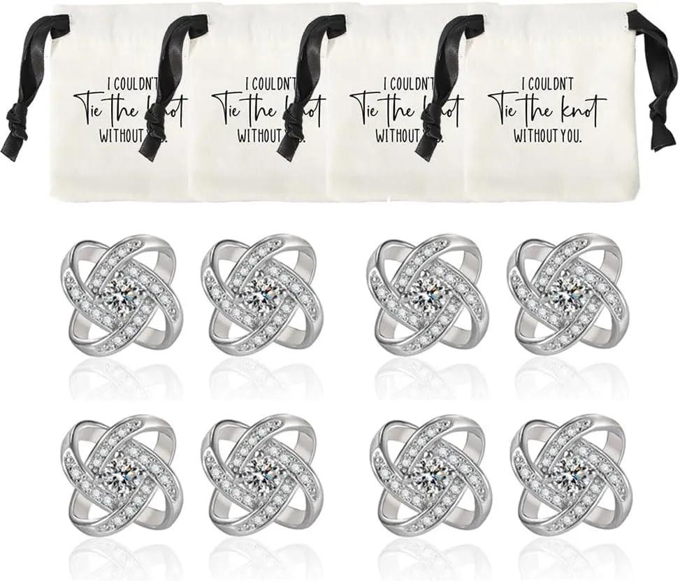1/4/5/6Pcs Bridesmaid Proposal Gifts,18K Gold/Silver Plated Stud Earrings, Love Knot Bridesmaid Earrings from Bride