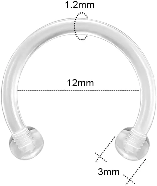 14g 16g Clear Plastic Nipple Rings for Surgery Pregnant Maternity Weaning, Horseshoe Nipple Piercing Jewelry, Plastic Clear Tongue Rings Piercing Retainer Jewelry
