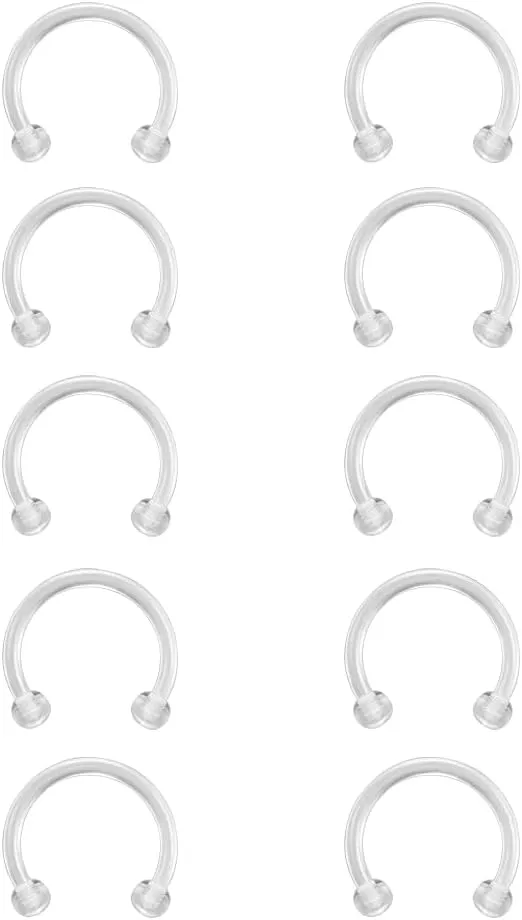 14g 16g Clear Plastic Nipple Rings for Surgery Pregnant Maternity Weaning, Horseshoe Nipple Piercing Jewelry, Plastic Clear Tongue Rings Piercing Retainer Jewelry