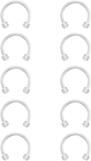 14g 16g Clear Plastic Nipple Rings for Surgery Pregnant Maternity Weaning, Horseshoe Nipple Piercing Jewelry, Plastic Clear Tongue Rings Piercing Retainer Jewelry