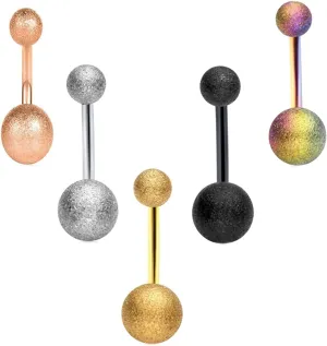 14G Women's Belly Rings, 2Pcs Stainless Steel Matte Round Ball Navel Rings for Women, Multicolor 15G