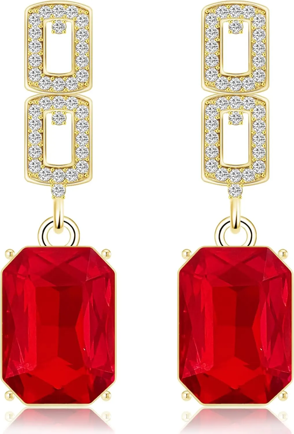 14K Gold Bohemian Sparkly Rectangle Crystal Hollow Simplicity Dangle Drop Earrings Personalized Square Lightweight Stud Earrings For Women Jewelry Gifts