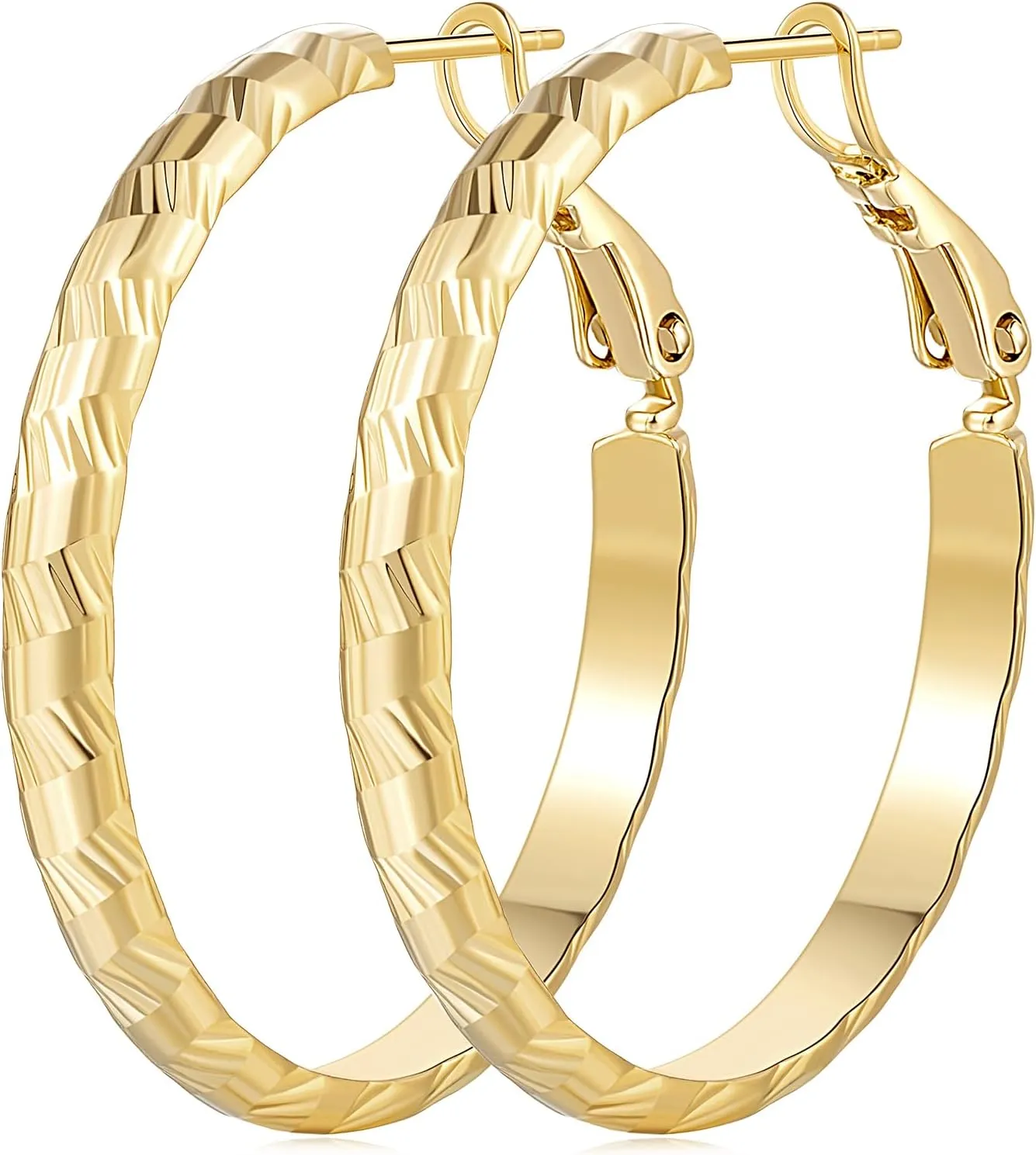 14K Gold Hoop Earrings for Women Gold Earrings Hoop Earring for Women Hypoallergenic Womens Earring Hoops 33mm