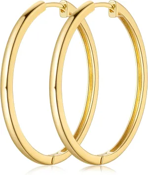14K Gold Hoop Earrings for Women Large Huggie Hoop Earrings Minimalist 14K Gold Earring Jewelry 34 * 2MM