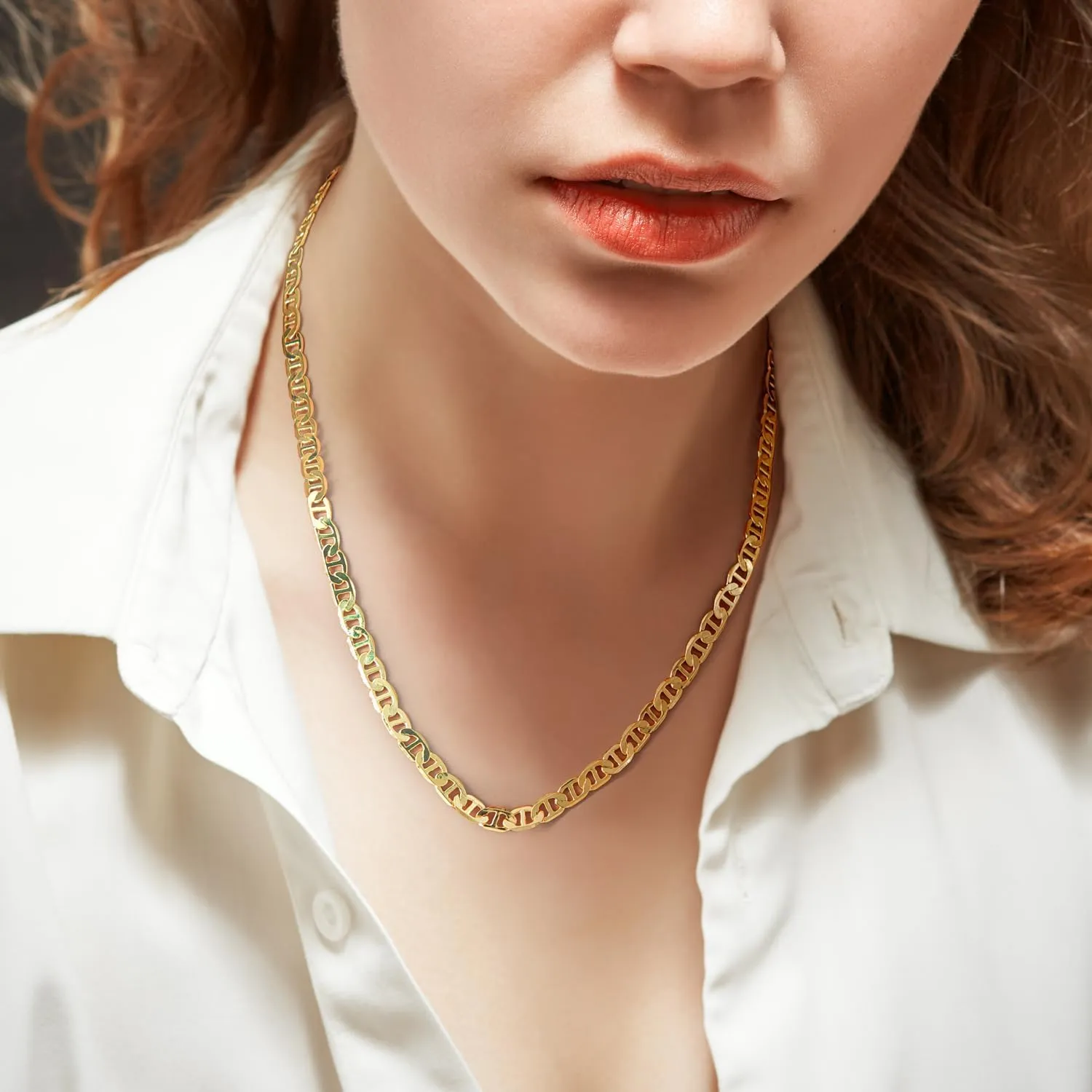 14K Gold Necklace for Women Mariner Link Chain Necklaces for Mens Non Tarnish Gold Chain for Men & Women 16" - 26 "
