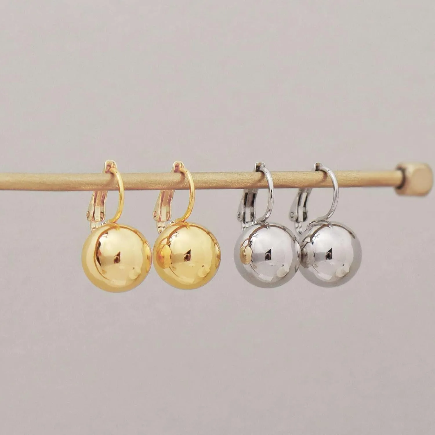 14K Gold Plated Ball Drop Earrings, Hypoallergenic Lightweight Leverback Earrings, Gift for Mom Wife Her by Febsky