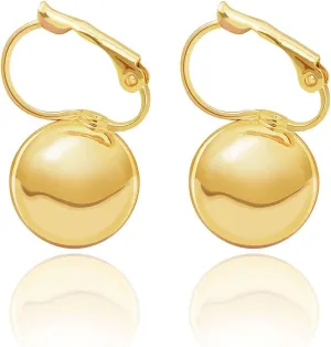 14K Gold Plated Ball Drop Earrings, Hypoallergenic Lightweight Leverback Earrings, Gift for Mom Wife Her by Febsky
