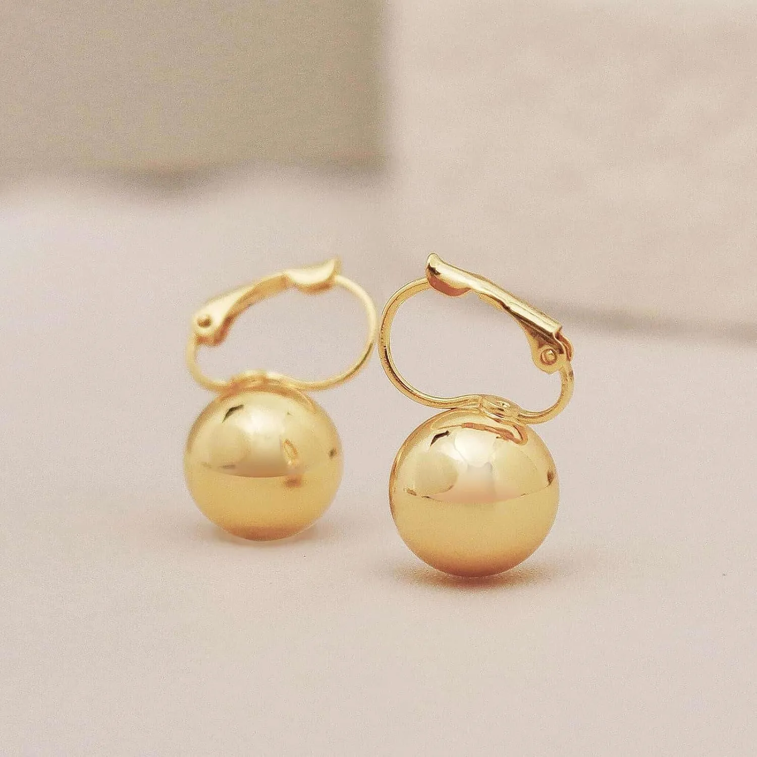 14K Gold Plated Ball Drop Earrings, Hypoallergenic Lightweight Leverback Earrings, Gift for Mom Wife Her by Febsky