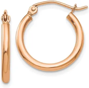 14k Rose Gold 2.5mm Tube Hoop Earrings