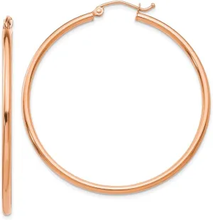 14k Rose Gold 2mm Tube Hoop Earrings