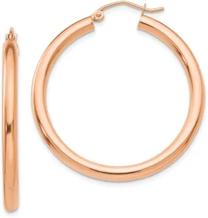 14k Rose Gold 3mm Tube Hoop Earrings