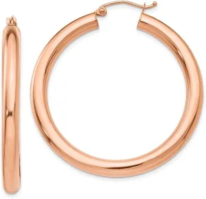 14k Rose Gold 4mm Tube Hoop Earrings