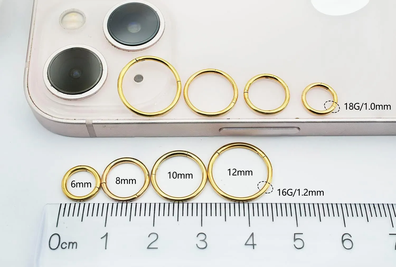 16G 18G Nose Rings Hoop 316L Stainless Steel Hinged Earrings Rings Hoop Septum Rings set Helix Ring Daith Ring Lip rings Body Piercing Jewelry set 4PCS6mm 8mm 10mm 12mmSilver Gold RoseGold Black
