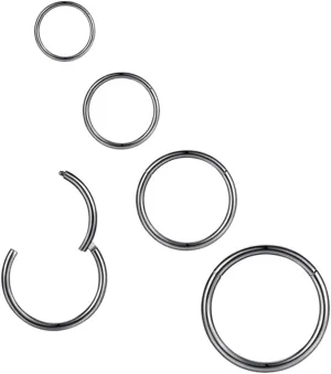 16G 18G Nose Rings Hoop 316L Stainless Steel Hinged Earrings Rings Hoop Septum Rings set Helix Ring Daith Ring Lip rings Body Piercing Jewelry set 4PCS6mm 8mm 10mm 12mmSilver Gold RoseGold Black
