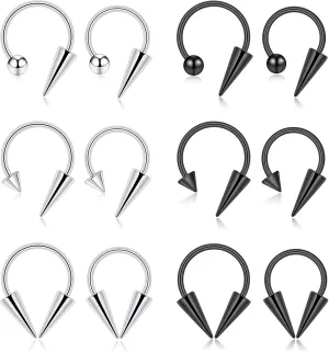 16G Septum Rings Septum Pincher Horseshoe Nose Rings Surgical Steel Septum Jewelry Horseshoe Earring Lip Ring Silver Black Piercings