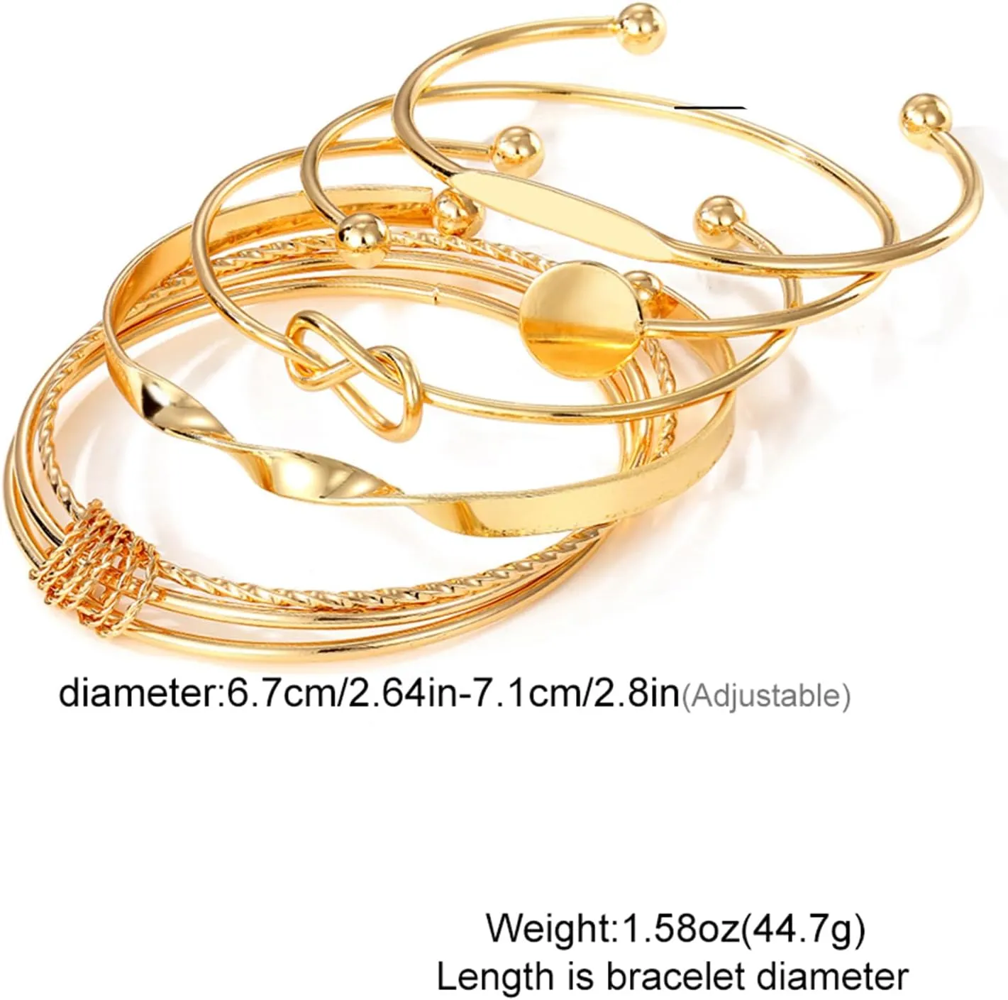17IF Gold Bangle Bracelet For Women 14k Plated Multi Layer Cuff Bracelets Set Trendy Boho Textured Indian Punk Chunky Cable Smooth Bangles Elegance Stack Minimalist Jewelry Gift
