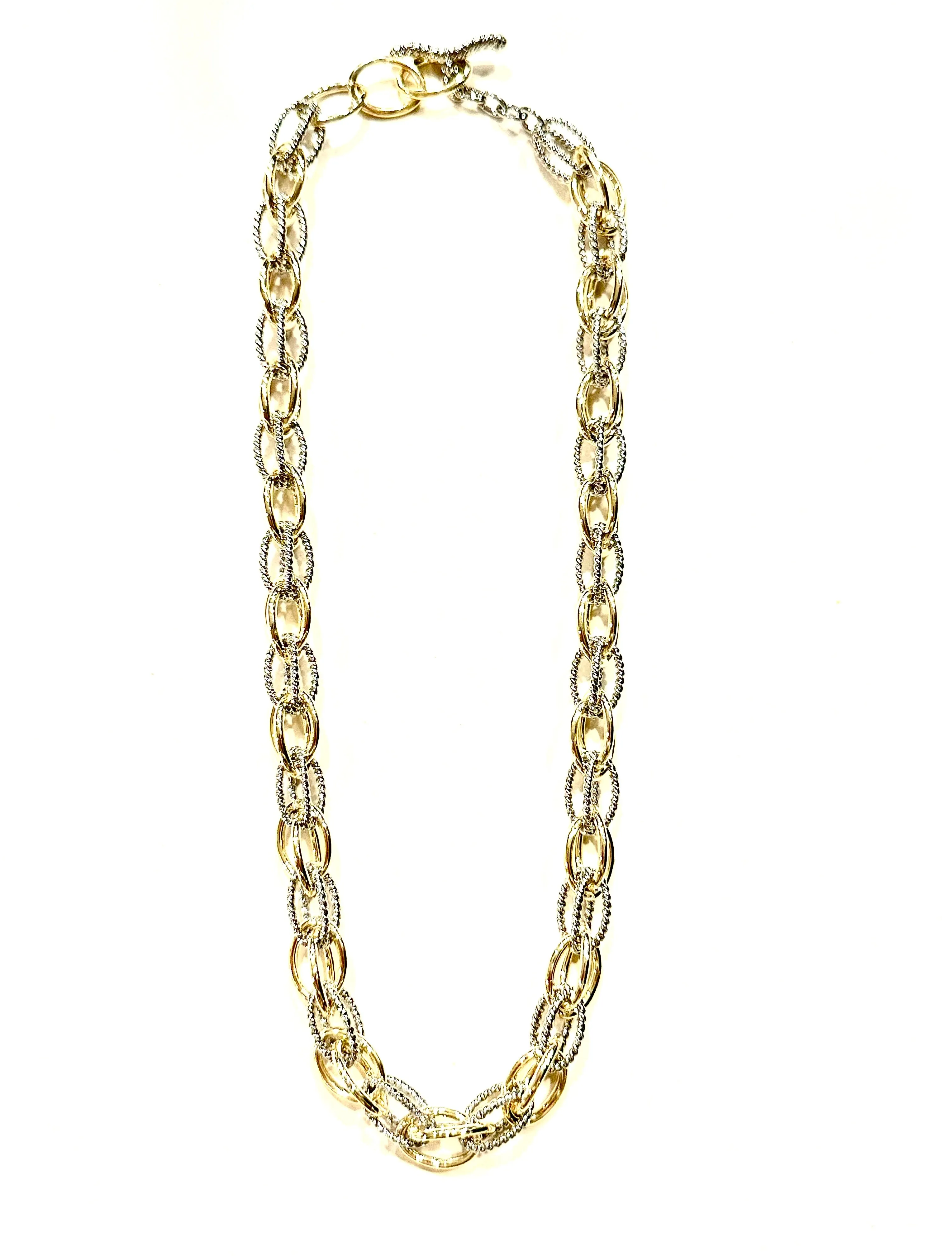 18K Plated Twisted Two Tone Necklace