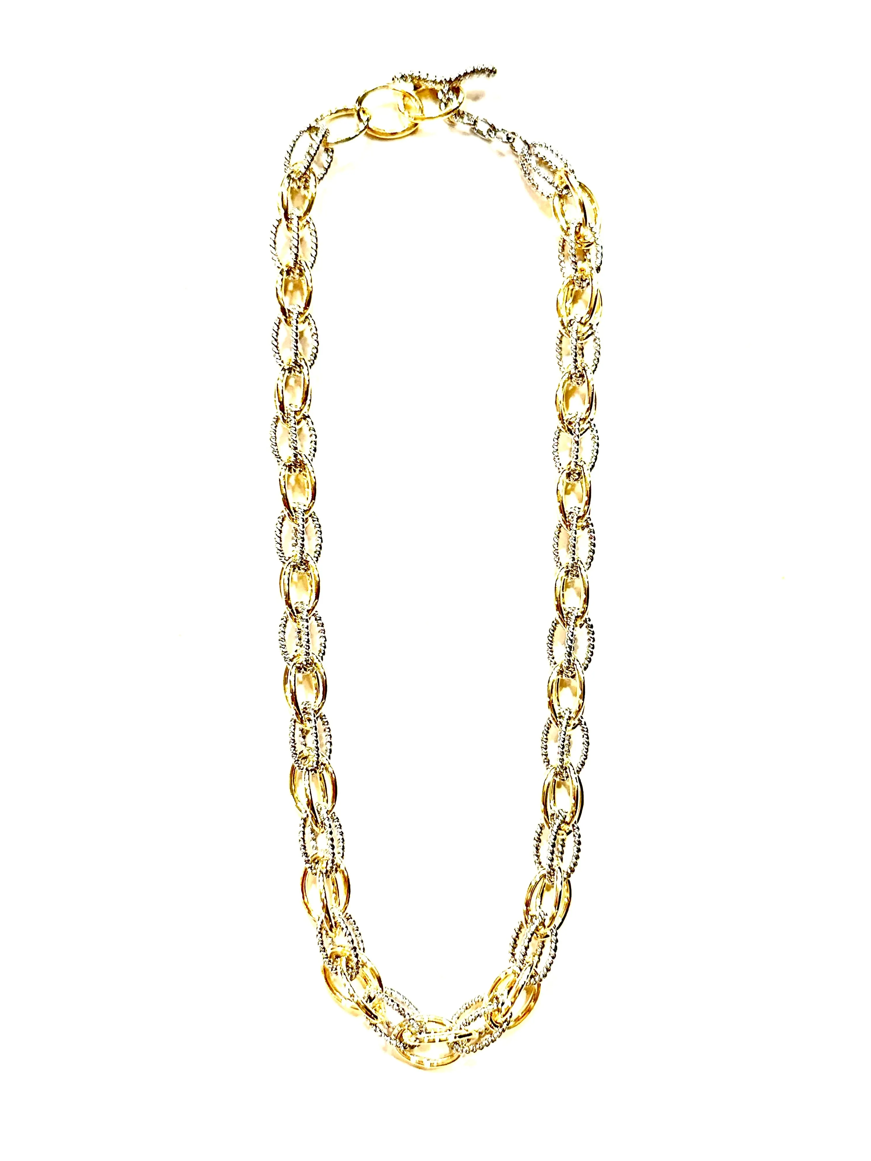 18K Plated Twisted Two Tone Necklace