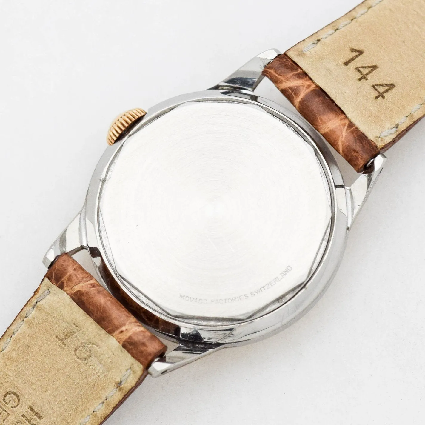 1950's Vintage Movado Two-Tone Dial 14K Rose Gold & Stainless Steel Watch (# 14501)