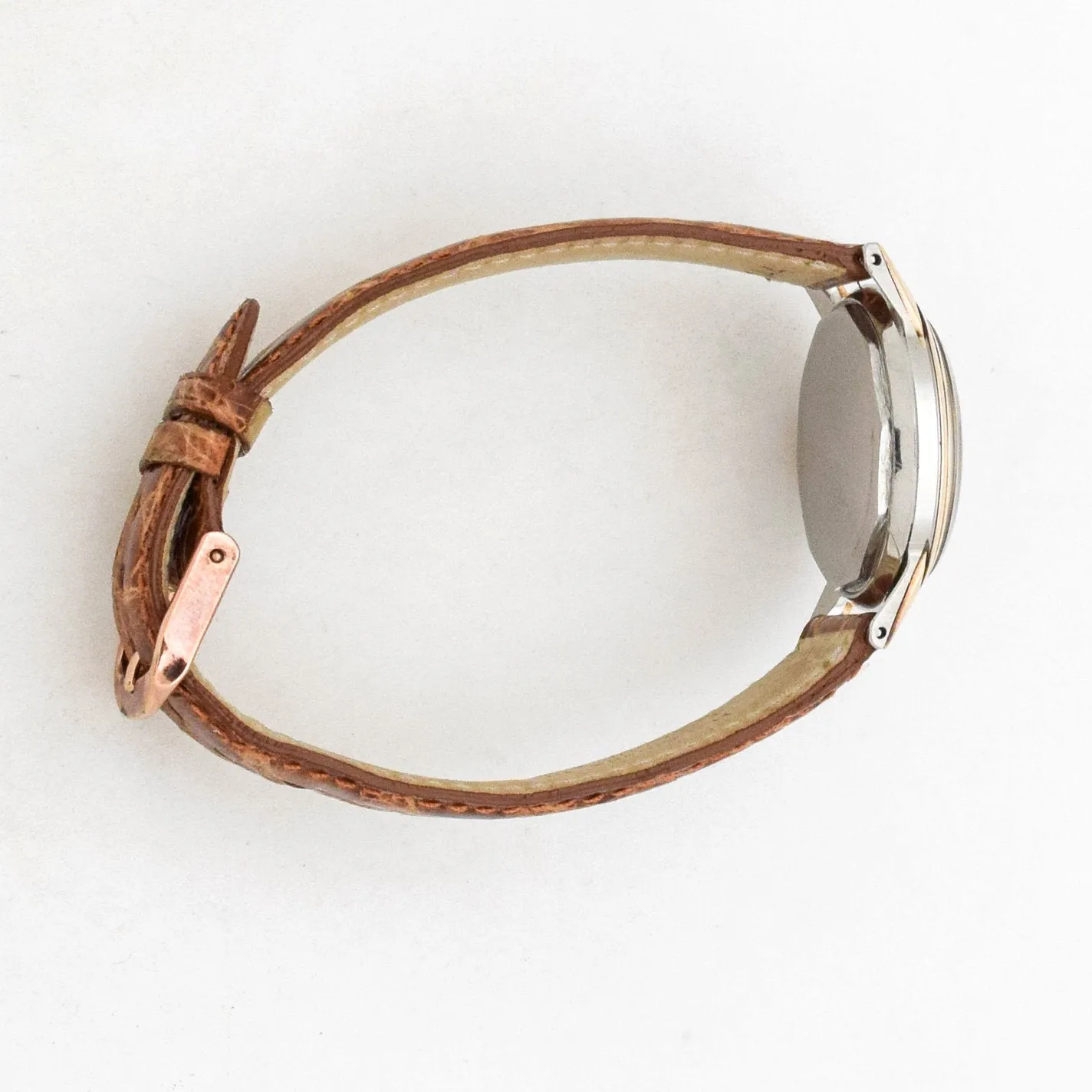 1950's Vintage Movado Two-Tone Dial 14K Rose Gold & Stainless Steel Watch (# 14501)