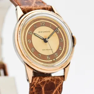 1950's Vintage Movado Two-Tone Dial 14K Rose Gold & Stainless Steel Watch (# 14501)