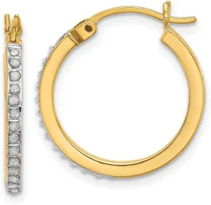 2.00mm 925 Sterling Silver 18k Gold Plated Diamond Mystique Hoop Earrings 20.89x2mm Wide 2.35mm Thick-Hoop Earring for Women