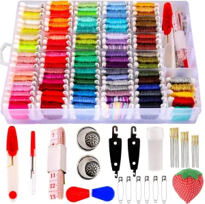 200pcs  Embroidery Floss kit, Friendship Bracelet String Kit with Organizer Box-Included 100pcs Friendship Bracelet Floss Thread,Cross Stitch Kits Xmas Gifts
