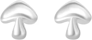 20g Mushroom Mini Huggie Stud Earrings for Women Girls Dainty Minimalist Cute 925 Sterling Silver Tiny Cartilage Tragus Screw Back Hypoallergenic Sleeper Small Studs for Daughter Bff Her Birthday