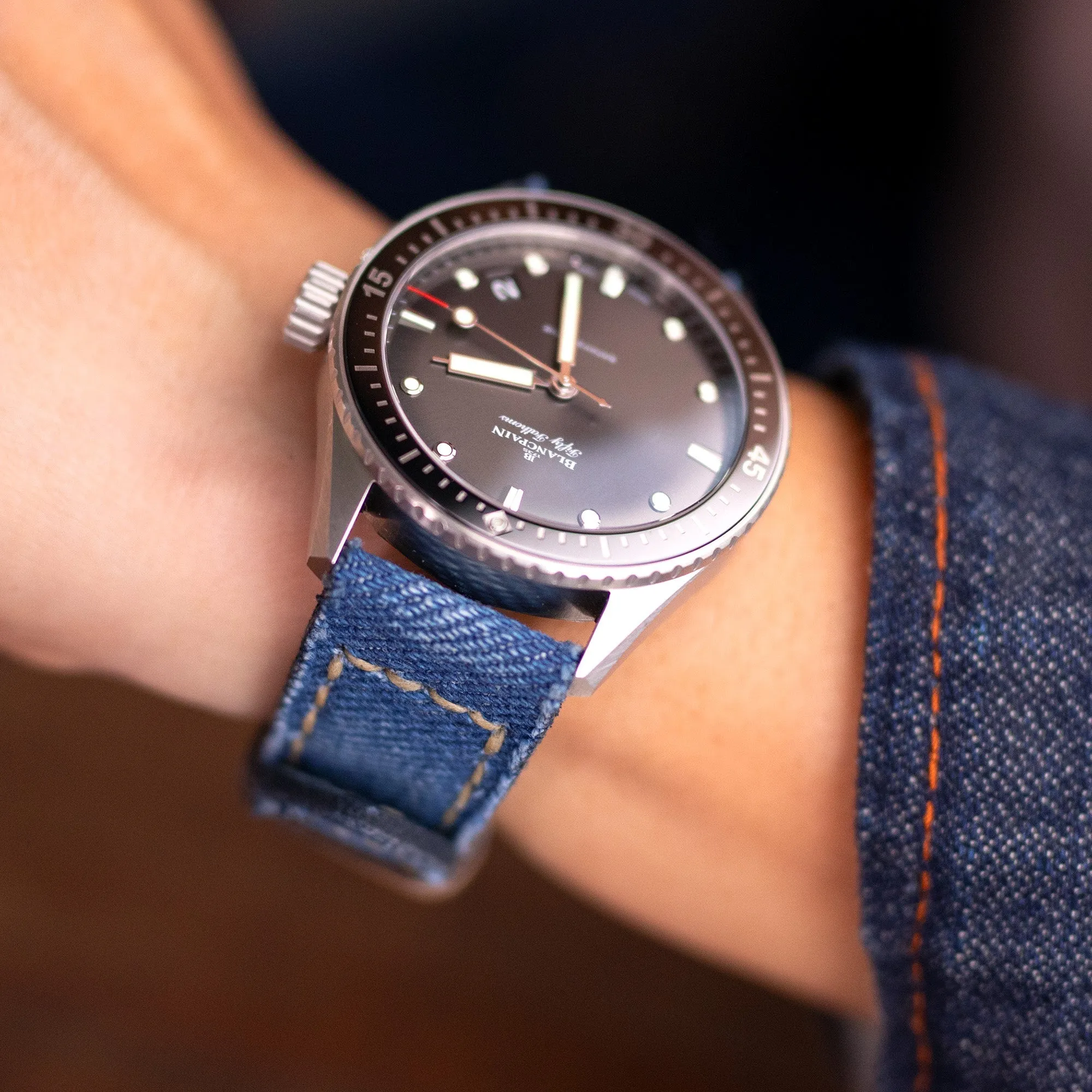 23mm Gunny X MT Denim Blue Washed Canvas Watch Band