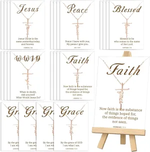 24 Sets Faith Cross Necklaces Gifts for Women Religious Present Necklace with Verses Card Christian Gifts for Women Church Coworker
