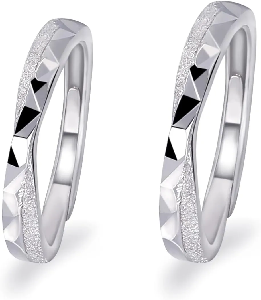 2Pcs Couple Ring Set Couple Rings for Men and Women Matching Wedding Rings Men and Women Rings Suitable for Wedding Engagement Anniversary Ring Sets