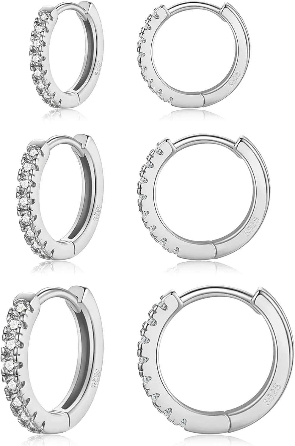 3 Pairs Gold Hoop Earrings Set 14k Gold Plated Huggie Silver Hoop Earrings Hypoallergenic Everyday Jewelry for Multiple Piercing for Women