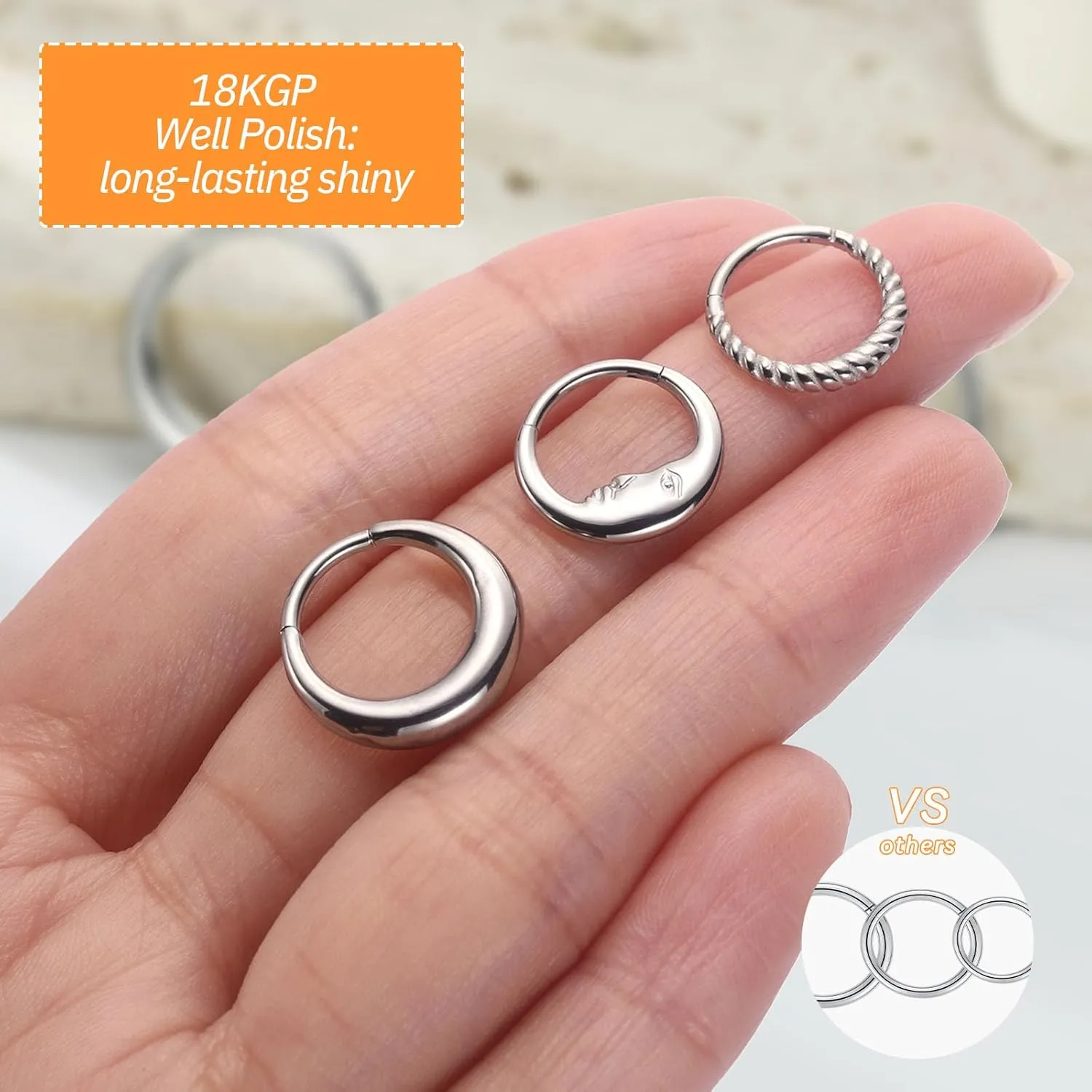 316L Stainless Steel Septum Jewelry Septum Rings 3PCS Seamless Clicker Ring 16G Septum Piercings Hinged Segment Nose Hoop Ring Daith Tragus Rook Cartilage Hoop Earring Helix Conch Piercing Jewelry