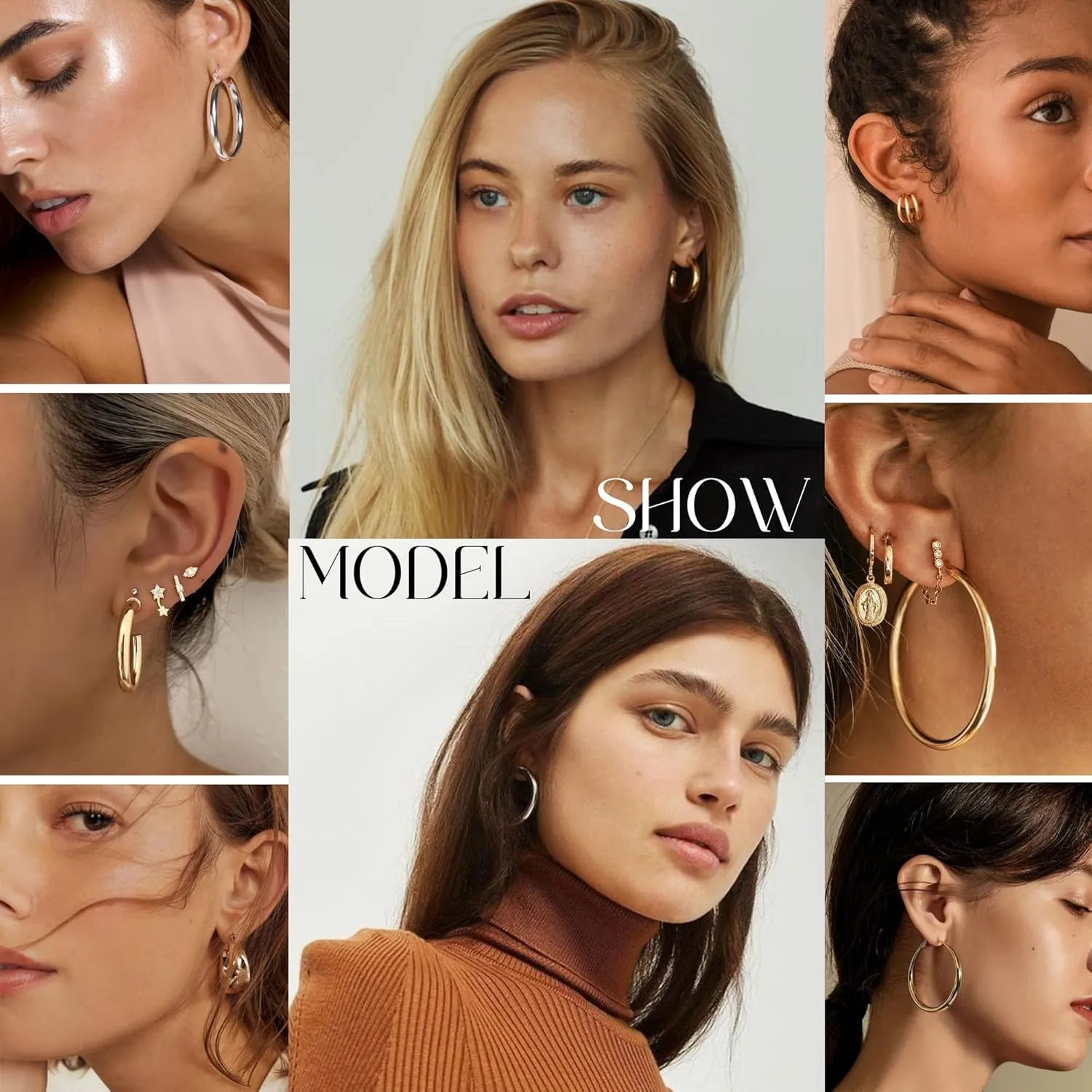 36 Pairs Gold Hoop Earrings Set for Women Multipack, Hypoallergenic Chunky Chain Twisted Hoop Earrings Pack, Fashion Dangle Earrings Jewelry for Gift