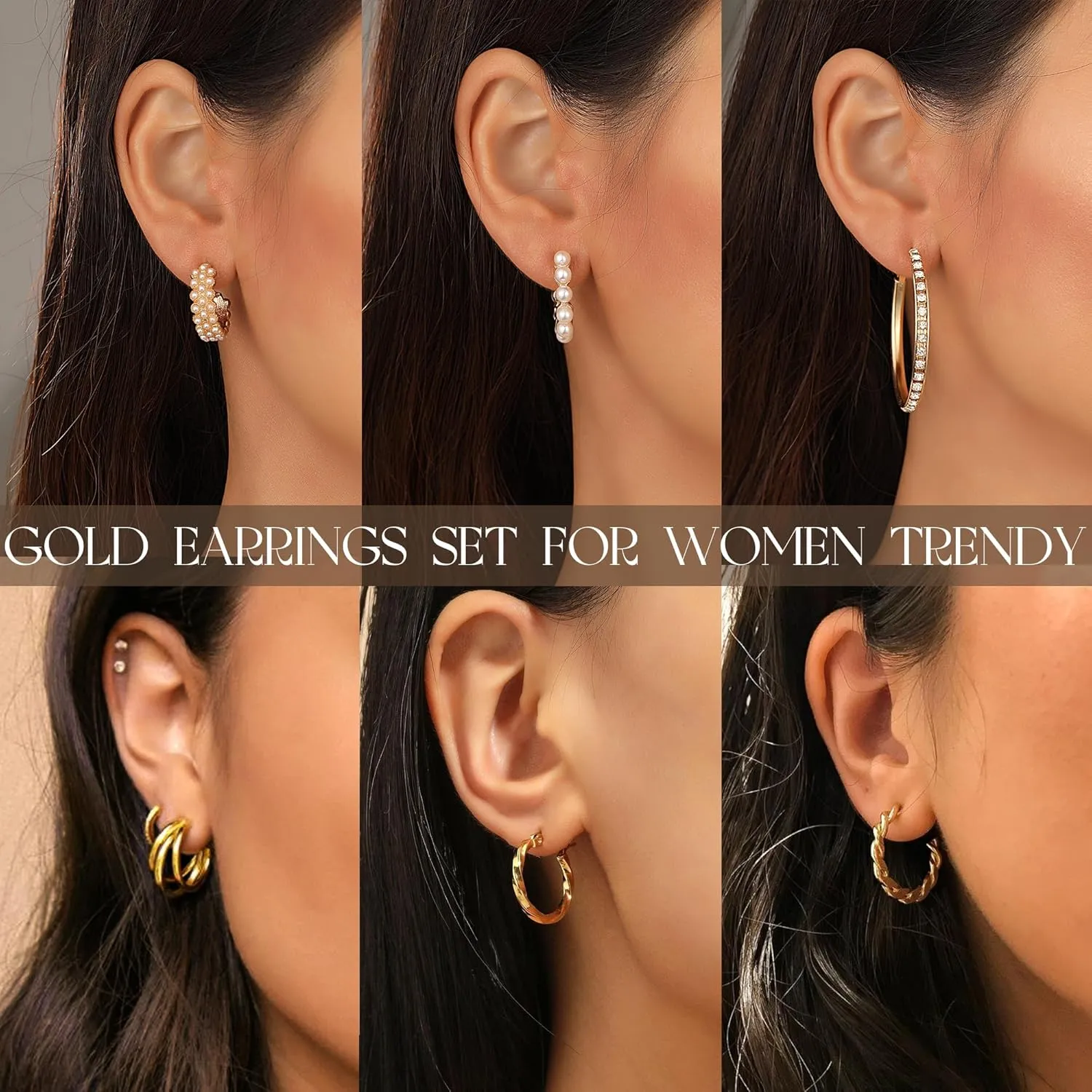 36 Pairs Gold Hoop Earrings Set for Women Multipack, Hypoallergenic Chunky Chain Twisted Hoop Earrings Pack, Fashion Dangle Earrings Jewelry for Gift