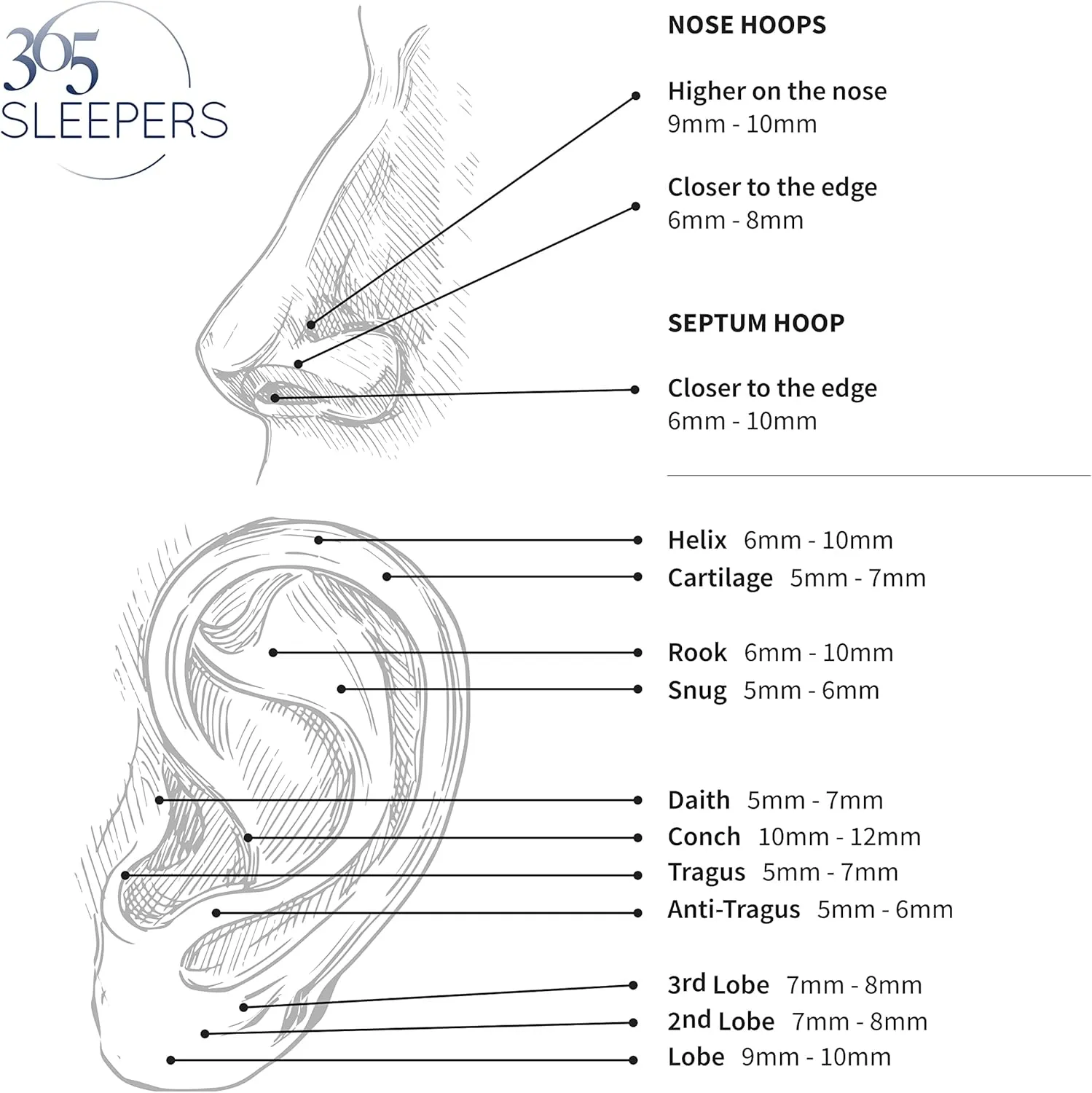 365 Sleepers 316L Surgical Steel Hypoallergenic 16G Oval Septum Jewelry Hinged Segment Ring Body Piercing Hoop Lip Rings Helix Cartilage Rook Sleeper Earrings 8mm  10mm