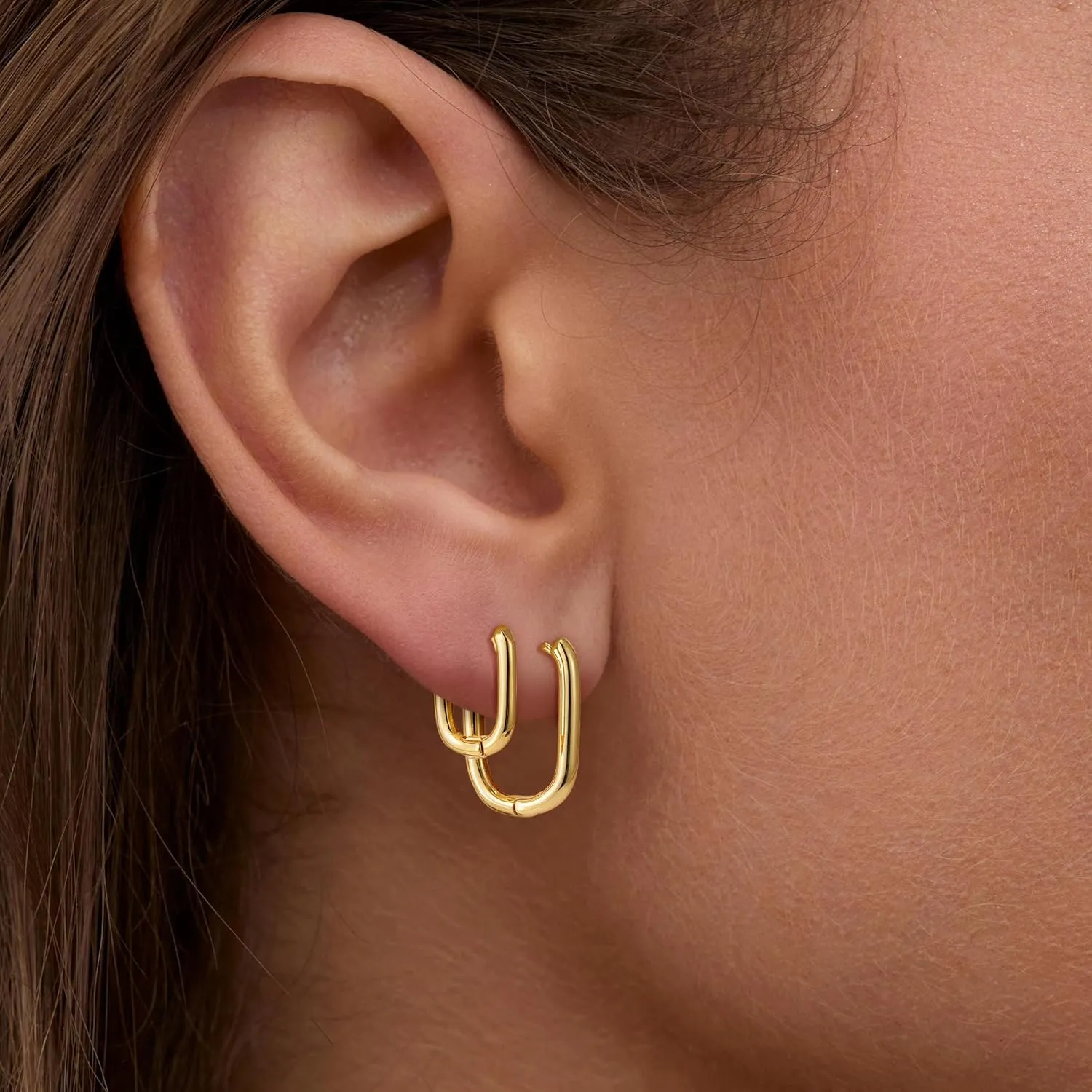 3Pairs Gold Hoop Earrings for Women, 14K Gold Plated Hoop Earrings Set Hypoallergenic Lightweight Hoops Stud Earrings Stack