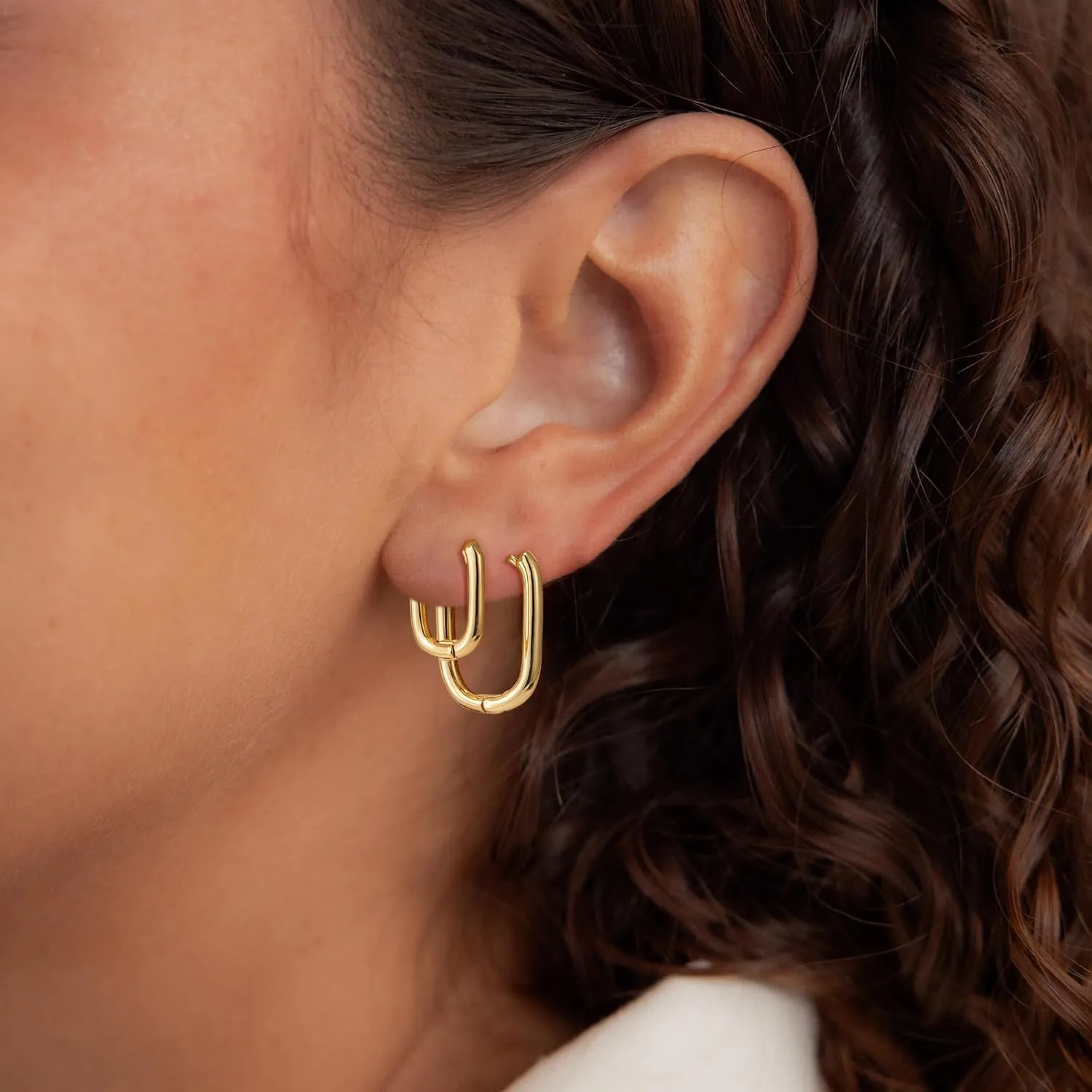 3Pairs Gold Hoop Earrings for Women, 14K Gold Plated Hoop Earrings Set Hypoallergenic Lightweight Hoops Stud Earrings Stack