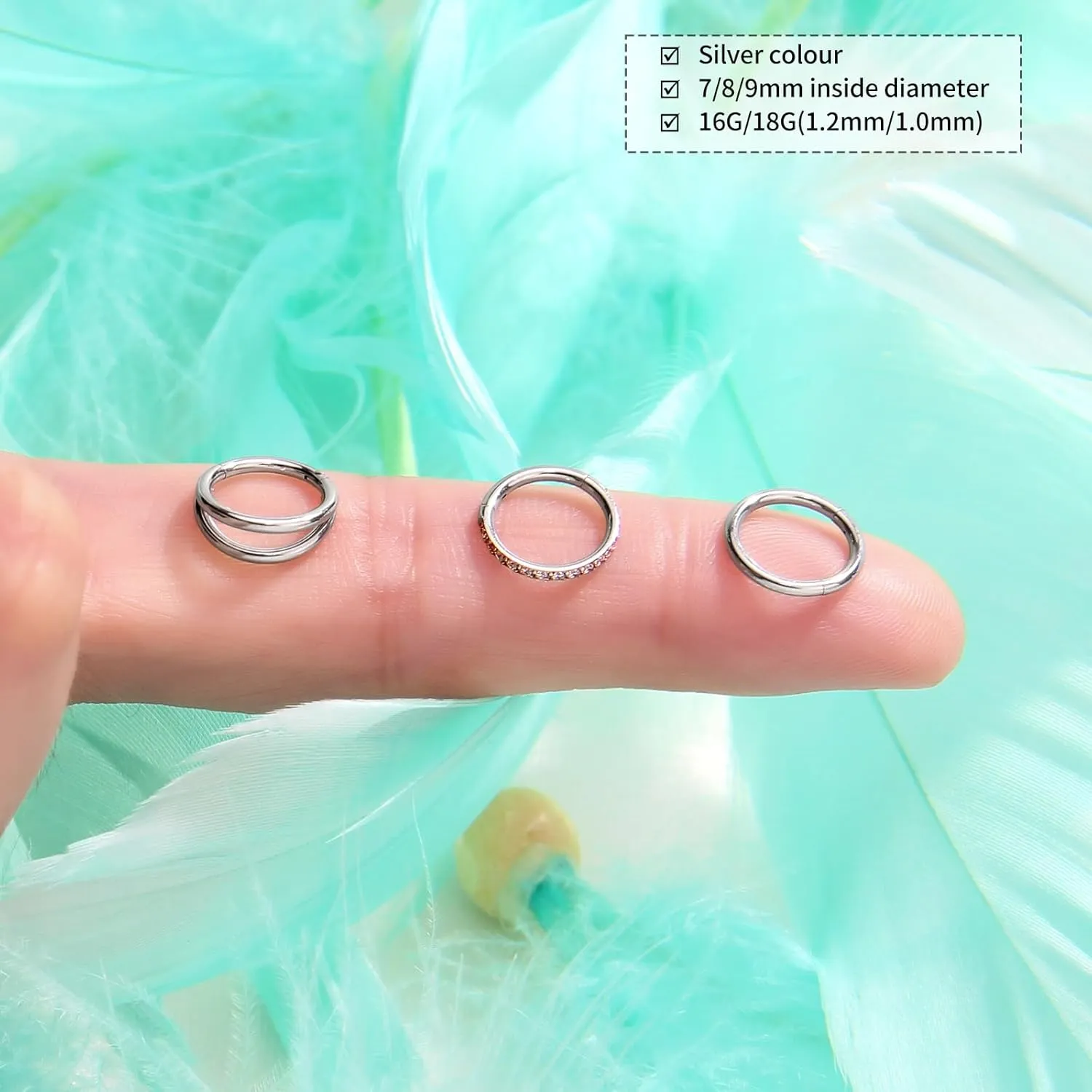 3pcs Gold Plated Nose Rings Hoops for Women:20G 18G Hypoallergenic 316l Surgical Steel Earrings Septum Clicker Ring Hinged Segment Ring Body Piercing Nose Hoop Lip Rings Nose Helix Cartilage Rook piercing jewelry Diameter 7mm/8mm/9mm