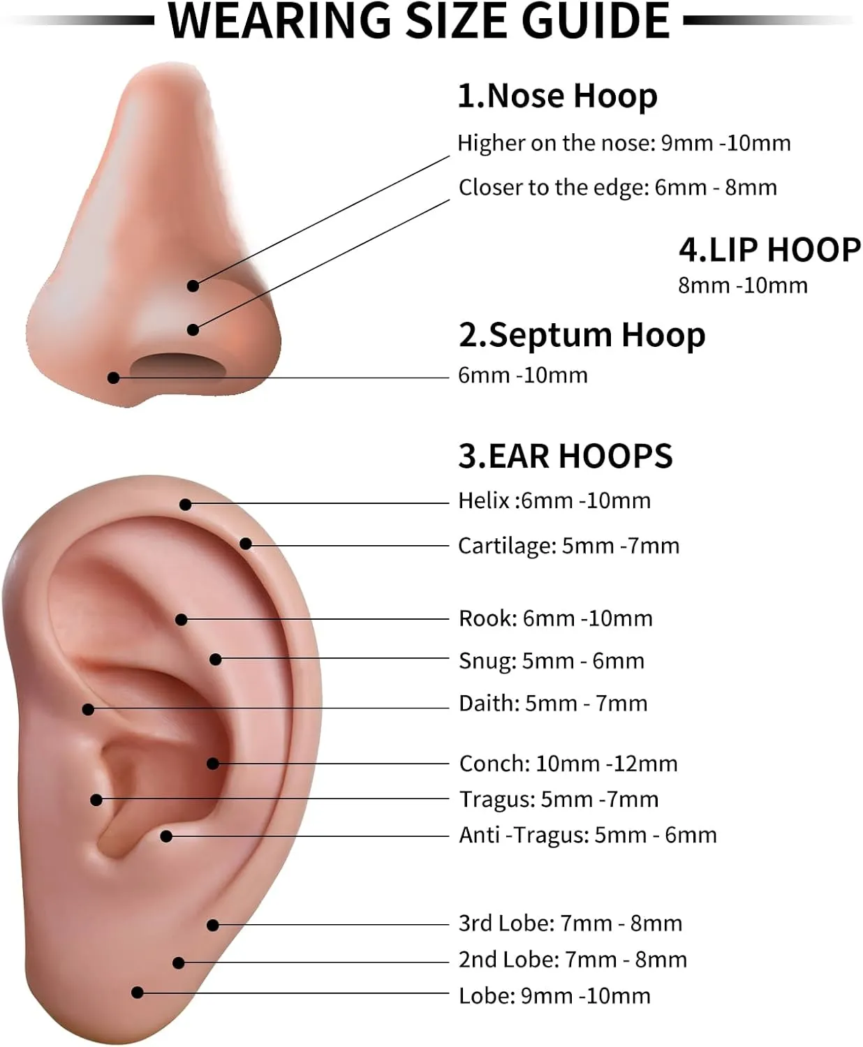 3pcs Gold Plated Nose Rings Hoops for Women:20G 18G Hypoallergenic 316l Surgical Steel Earrings Septum Clicker Ring Hinged Segment Ring Body Piercing Nose Hoop Lip Rings Nose Helix Cartilage Rook piercing jewelry Diameter 7mm/8mm/9mm