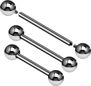 3PCS Titanium G23 Internally Threaded tongue piercing rings 14g 5mm Ball Earrings Piercing Jewelry Pick Size