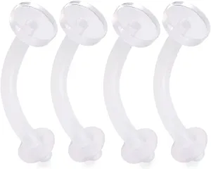 4pcs 16g Curved Barbell Eyebrow Piercing Rings Clear Retainer Bioflex Bendable Flexible Acrylic Invisible Gauge Pick Size