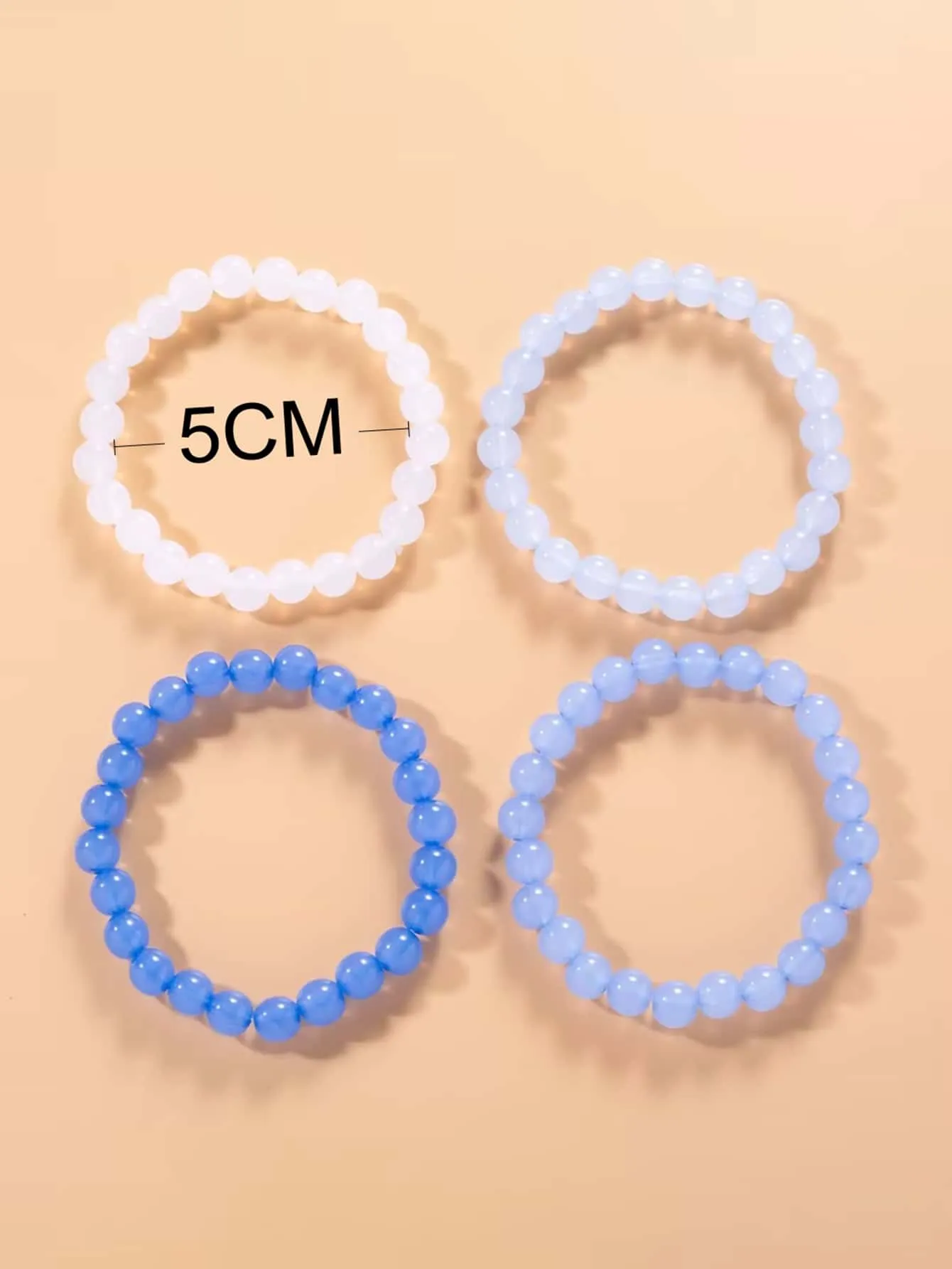 4pcs/set Blue Ombre Fashionable Minimalist Beaded Bracelet For Women For Daily