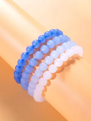 4pcs/set Blue Ombre Fashionable Minimalist Beaded Bracelet For Women For Daily