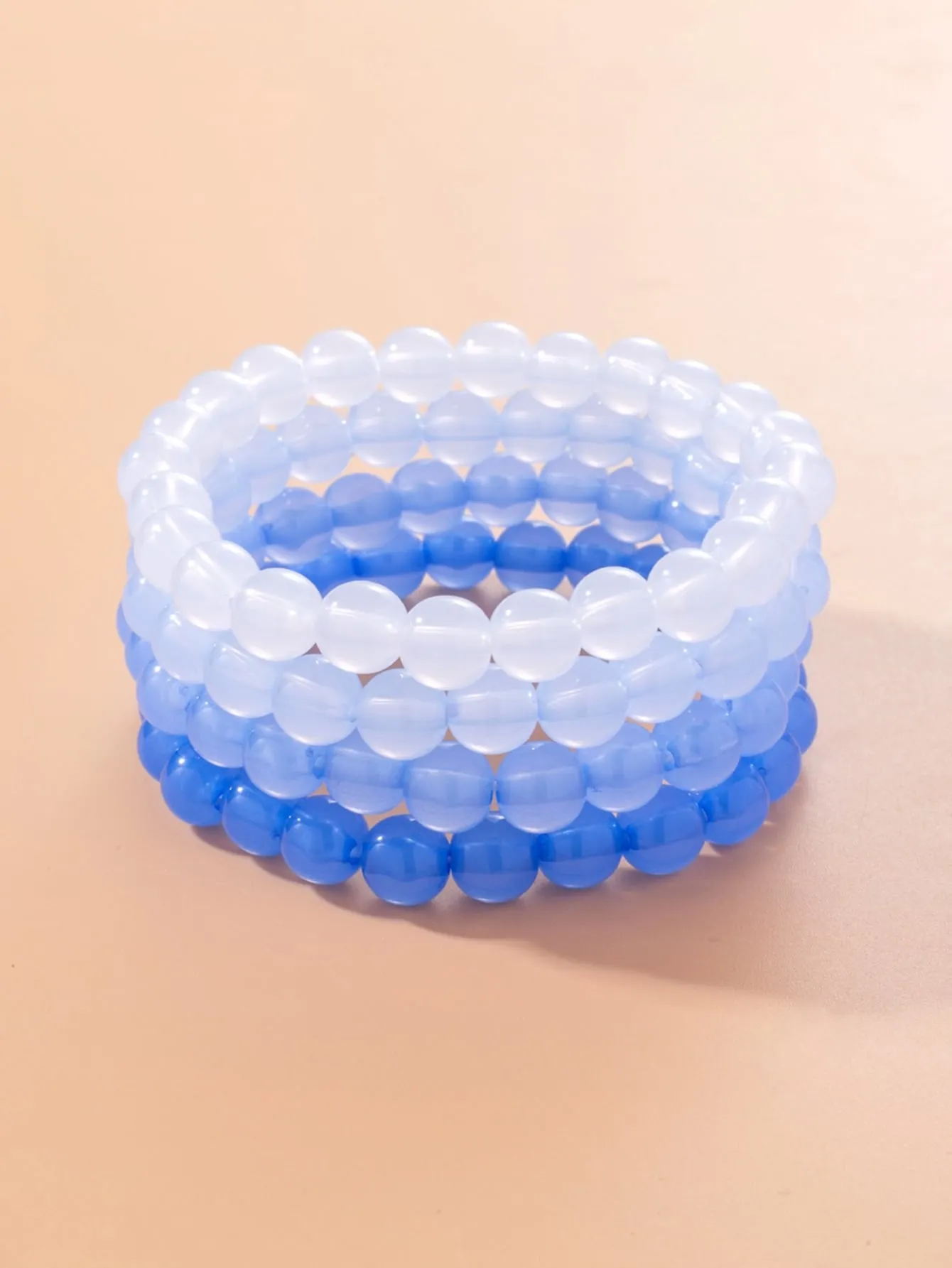 4pcs/set Blue Ombre Fashionable Minimalist Beaded Bracelet For Women For Daily