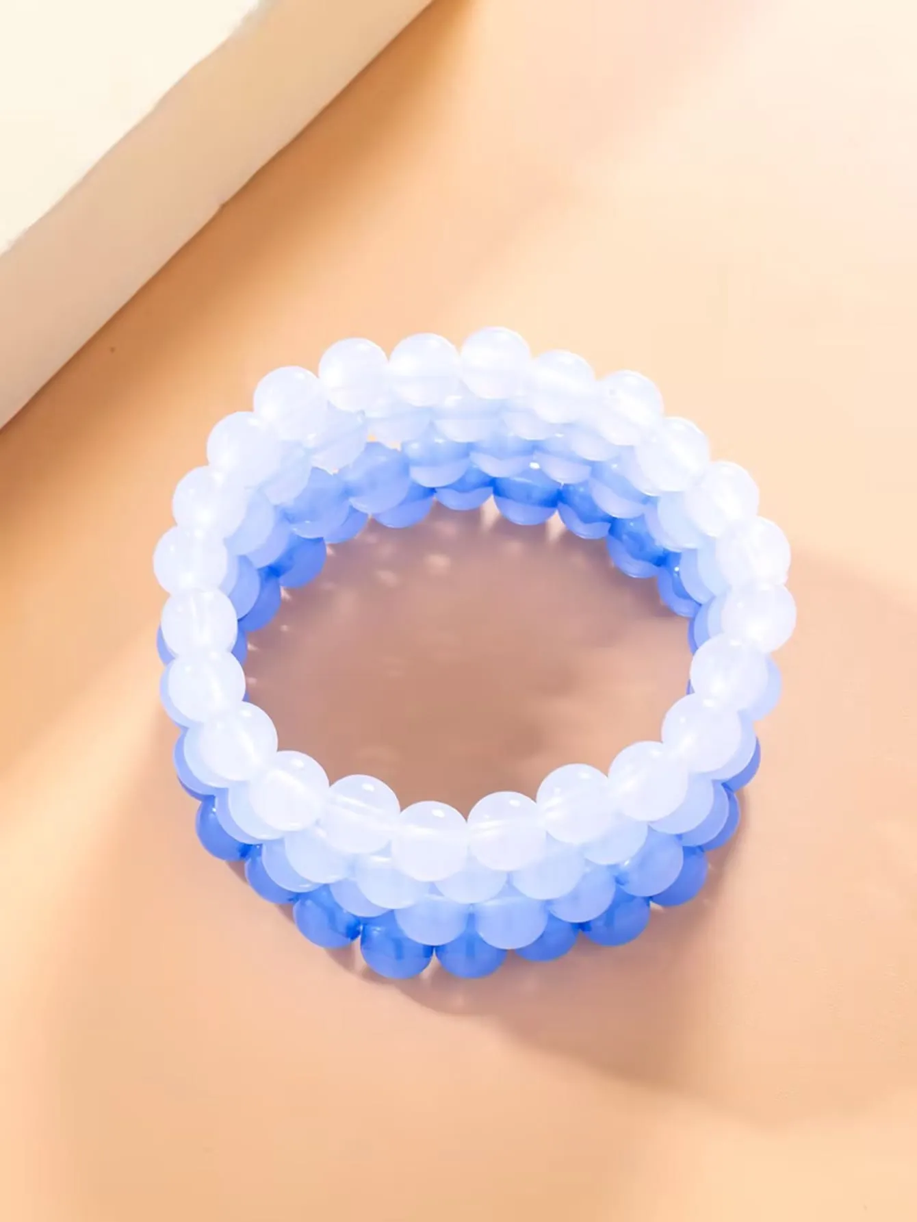 4pcs/set Blue Ombre Fashionable Minimalist Beaded Bracelet For Women For Daily