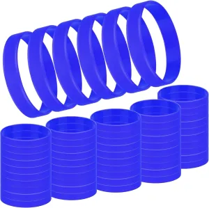 50 Pcs Blank Silicone Wristbands, Blue Rubber Bracelets Sports Elastic Silicone Bracelet For Team Sport Party Event