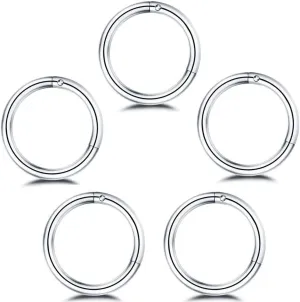 5Pcs Stainless Steel 16G 18G Sleeper Hoop Earrings for Women Men Septum Hinged Clicker Nose Lip Ring Helix Daith Cartilage Tragus Piercings Tiny Small Huggie Hoops Hypoallergenic Sensitive Ears Jewelry
